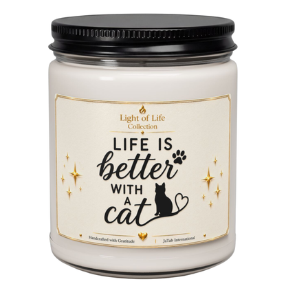 Life Is Better With A Cat Soy Candle, Cat Lover Gift, Luxury Pet Owner Candle, Thoughtful Gift for Cat Mom, Whimsical Home Decor