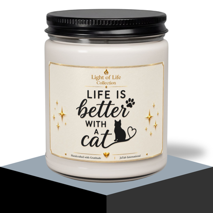 Life Is Better With A Cat Soy Candle, Cat Lover Gift, Luxury Pet Owner Candle, Thoughtful Gift for Cat Mom, Whimsical Home Decor