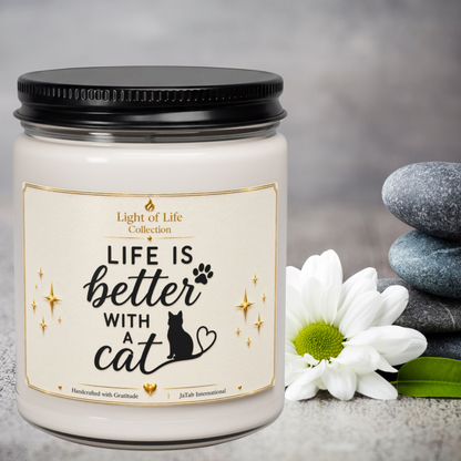 Life Is Better With A Cat Soy Candle, Cat Lover Gift, Luxury Pet Owner Candle, Thoughtful Gift for Cat Mom, Whimsical Home Decor