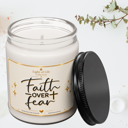 Faith Over Fear Soy Candle, Religious Gift, Inspirational Candle, Faith Based Home Decor, Encouragement Gift, Christian Gift for Her