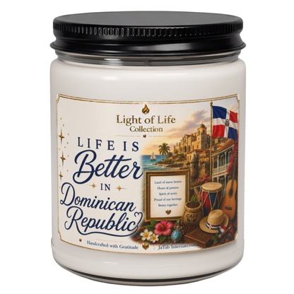 Dominican Republic Life is Better in DR Natural Soy Candle, Caribbean Travel Gift, Punta Cana Decor, Moving Away Souvenir, Homesick Gift