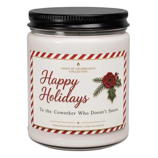 Funny Coworker Candle, Happy Holidays Gift for Coworker Who Doesn't Snore, Christmas Office Gift, Sarcastic Holiday Candle, Secret Santa