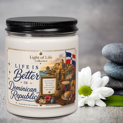 Dominican Republic Life is Better in DR Natural Soy Candle, Caribbean Travel Gift, Punta Cana Decor, Moving Away Souvenir, Homesick Gift