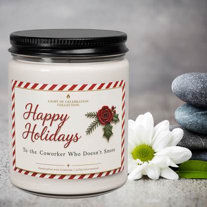 Funny Coworker Candle, Happy Holidays Gift for Coworker Who Doesn't Snore, Christmas Office Gift, Sarcastic Holiday Candle, Secret Santa