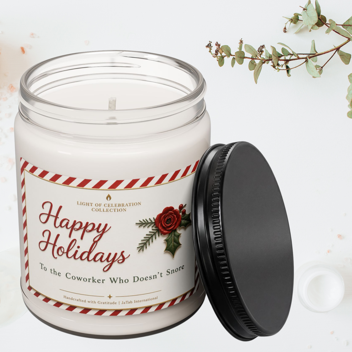 Funny Coworker Candle, Happy Holidays Gift for Coworker Who Doesn't Snore, Christmas Office Gift, Sarcastic Holiday Candle, Secret Santa