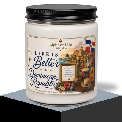 Dominican Republic Life is Better in DR Natural Soy Candle, Caribbean Travel Gift, Punta Cana Decor, Moving Away Souvenir, Homesick Gift