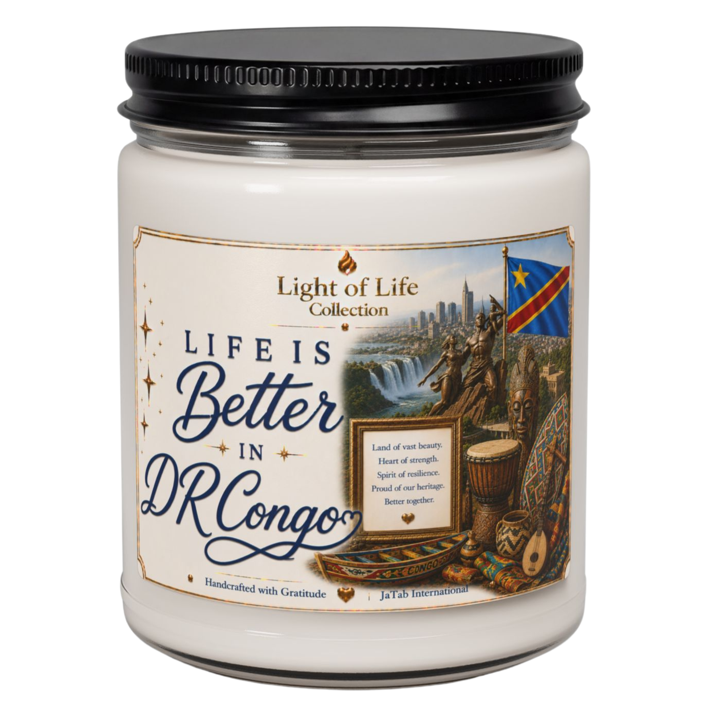 Life is Better in DR Congo Candle, Congolese Gift, African Pride Candle, Kinshasa Gift, Diaspora Gift,  Democratic Republic of Congo
