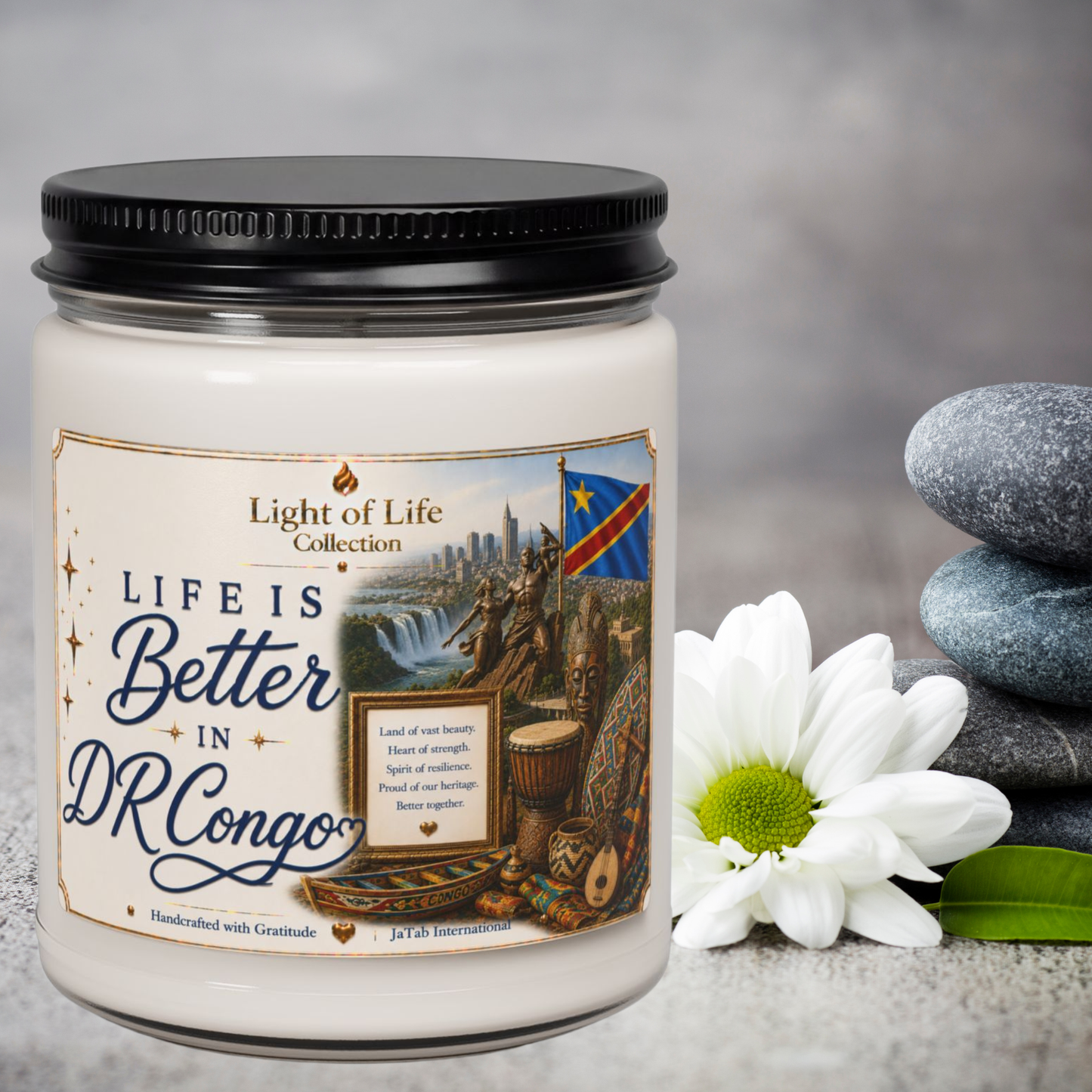 Life is Better in DR Congo Candle, Congolese Gift, African Pride Candle, Kinshasa Gift, Diaspora Gift,  Democratic Republic of Congo