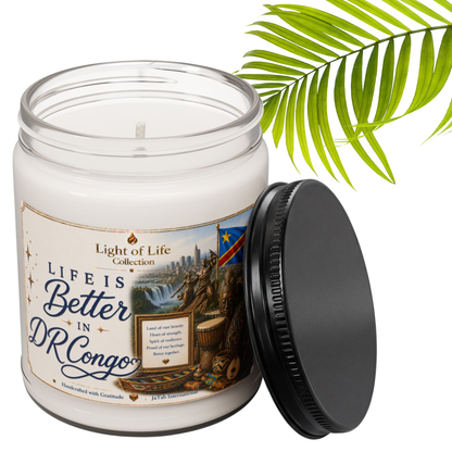 Life is Better in DR Congo Candle, Congolese Gift, African Pride Candle, Kinshasa Gift, Diaspora Gift,  Democratic Republic of Congo