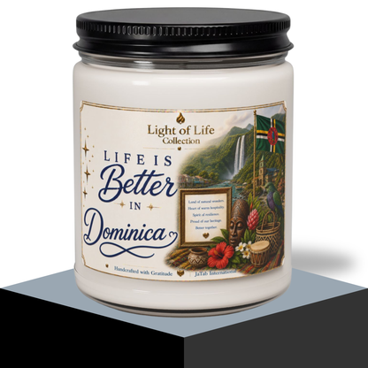 Dominica Candle Life is Better in Dominica, Caribbean Travel Gift, Roseau Decor, Moving Away Souvenir, Homesick Gift, Nature, Soy