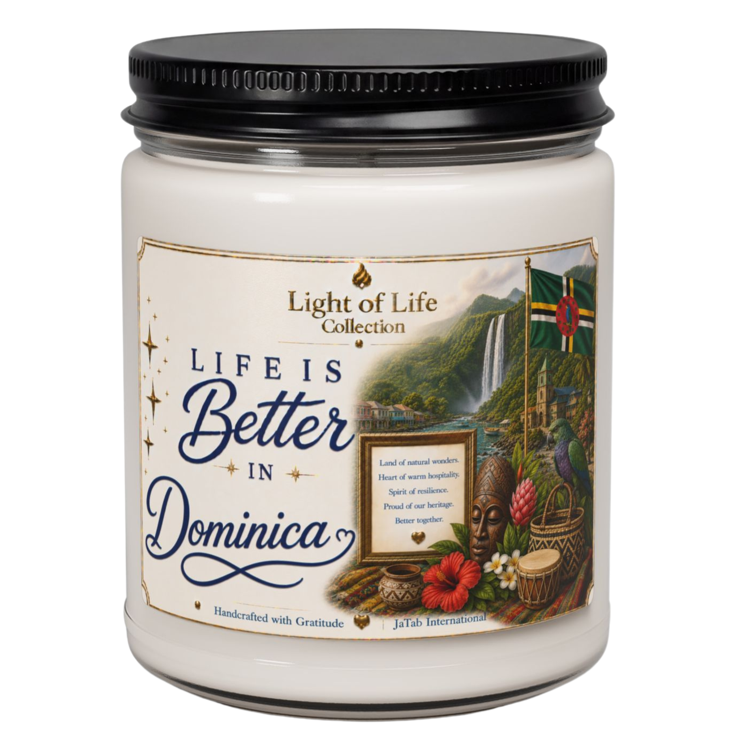 Dominica Candle Life is Better in Dominica, Caribbean Travel Gift, Roseau Decor, Moving Away Souvenir, Homesick Gift, Nature, Soy