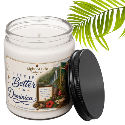 Dominica Candle Life is Better in Dominica, Caribbean Travel Gift, Roseau Decor, Moving Away Souvenir, Homesick Gift, Nature, Soy