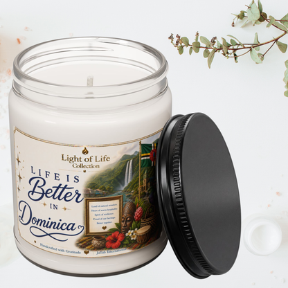 Dominica Candle Life is Better in Dominica, Caribbean Travel Gift, Roseau Decor, Moving Away Souvenir, Homesick Gift, Nature, Soy