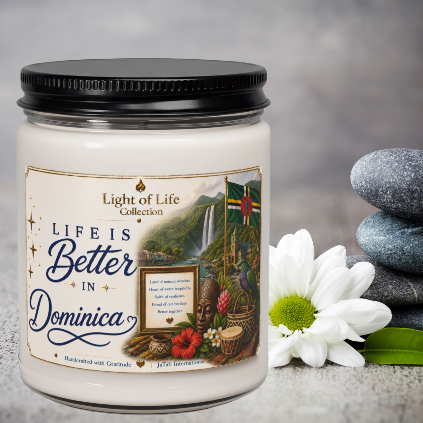 Dominica Candle Life is Better in Dominica, Caribbean Travel Gift, Roseau Decor, Moving Away Souvenir, Homesick Gift, Nature, Soy