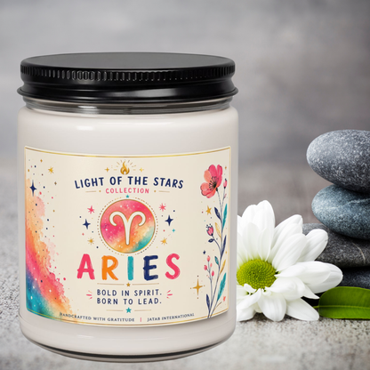 Aries Candle, Bold in Spirit Born to Lead, Zodiac Astrology Gift, Star Sign Horoscope, Aries the Ram, March April Birthday, Fire Sign