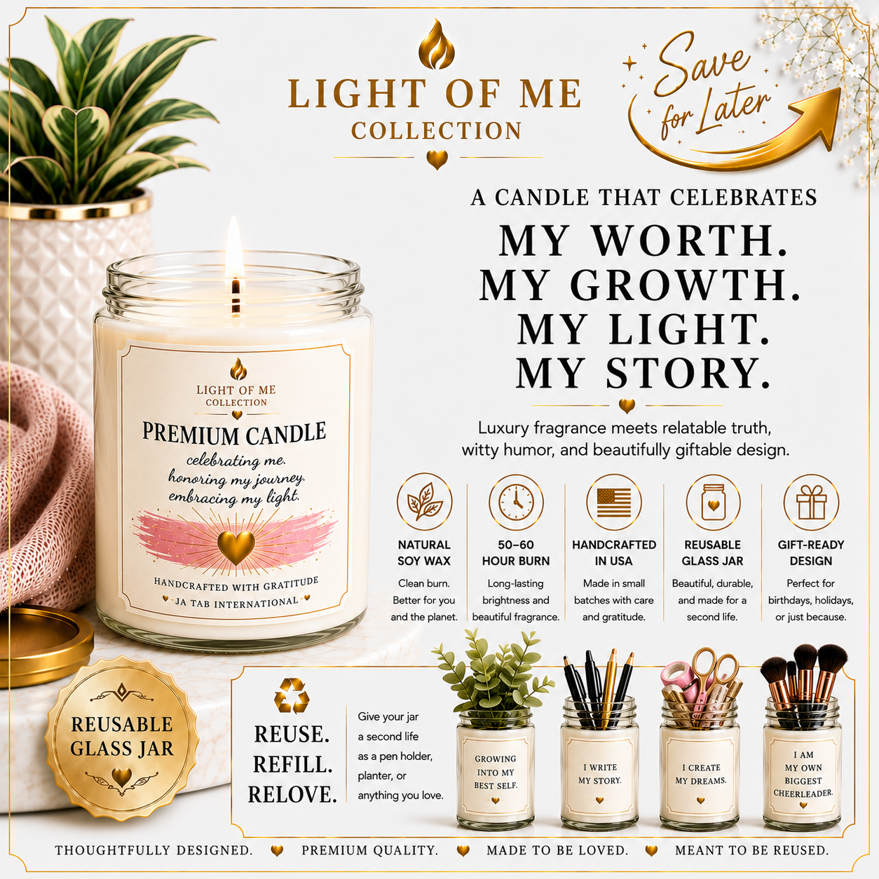 A Customized Motivational Gift | Personalized Scented Natural Soy Wax Candle | Monogrammed Unique Customizable Home Decor | Holiday Present