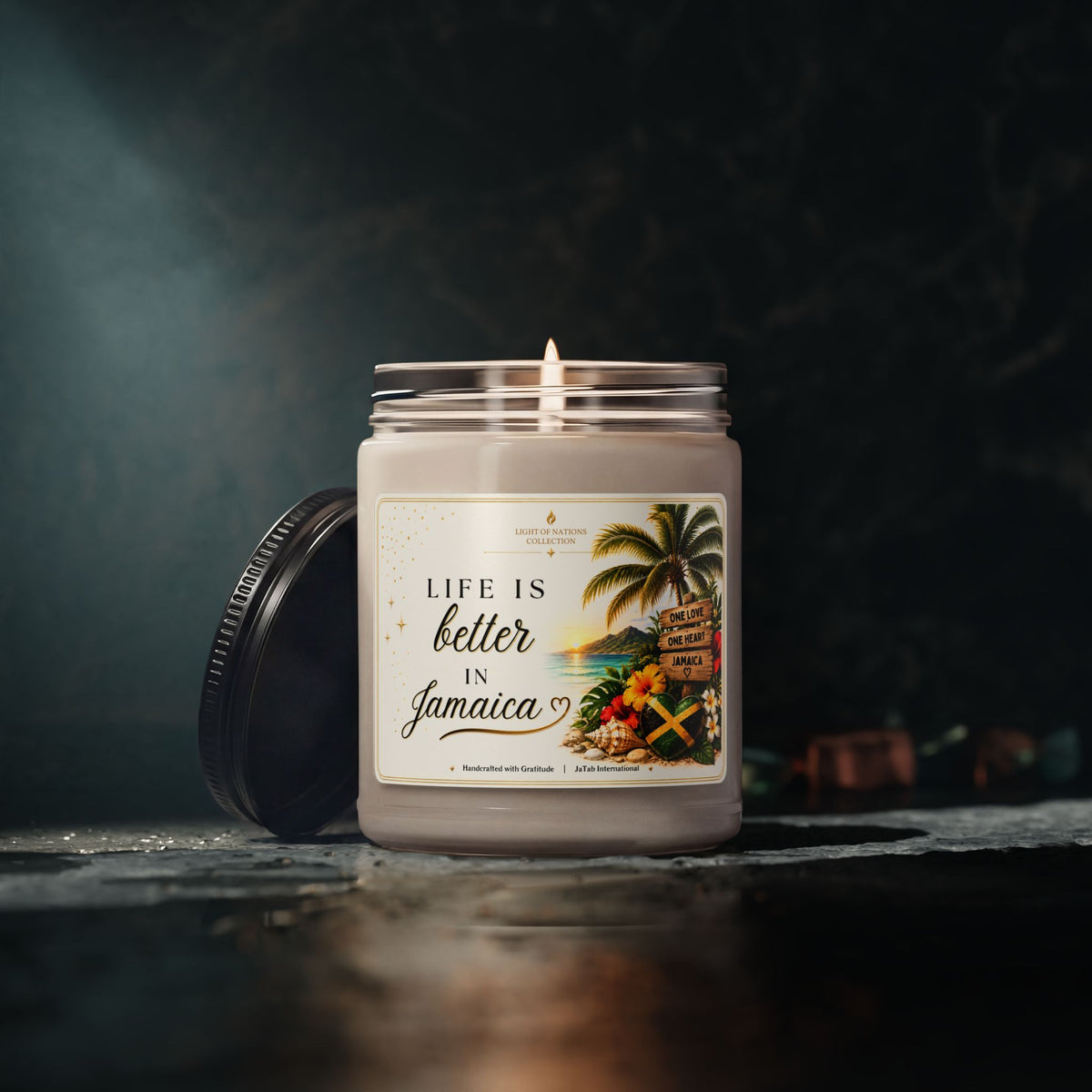 Jamaican Souvenir Soy Candle, Caribbean Decor, Jamaica Gift, Tropical Island Candle, Jamaican Pride, Vacation Keepsake, Island Life Candle