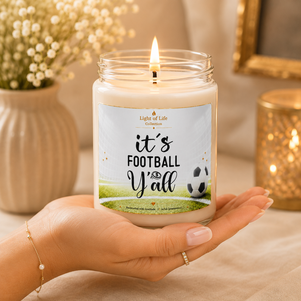 It's Football Ya'll, Personalized Soccer Football Candle, Soccer Lover Present, Funny Soccer Candle, Soccer Football Gift
