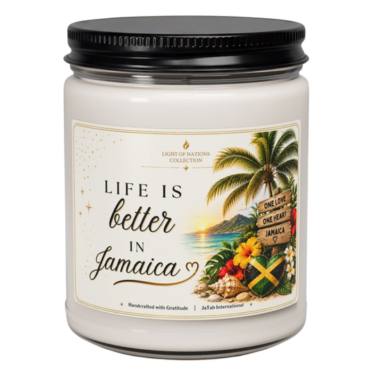 Jamaican Souvenir Soy Candle, Caribbean Decor, Jamaica Gift, Tropical Island Candle, Jamaican Pride, Vacation Keepsake, Island Life Candle
