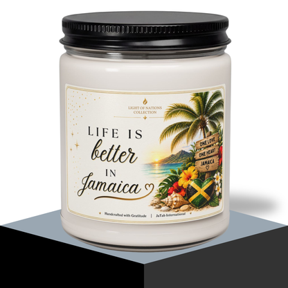 Jamaican Souvenir Soy Candle, Caribbean Decor, Jamaica Gift, Tropical Island Candle, Jamaican Pride, Vacation Keepsake, Island Life Candle