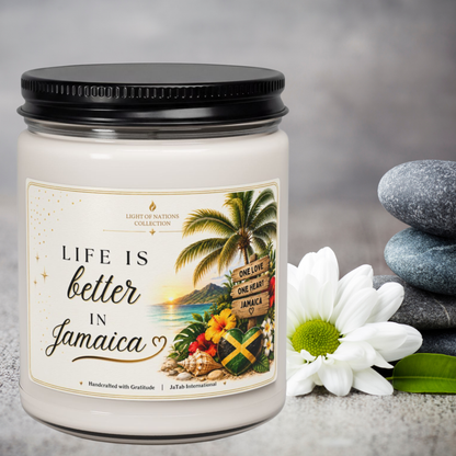 Jamaican Souvenir Soy Candle, Caribbean Decor, Jamaica Gift, Tropical Island Candle, Jamaican Pride, Vacation Keepsake, Island Life Candle
