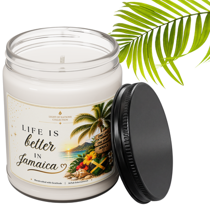 Jamaican Souvenir Soy Candle, Caribbean Decor, Jamaica Gift, Tropical Island Candle, Jamaican Pride, Vacation Keepsake, Island Life Candle