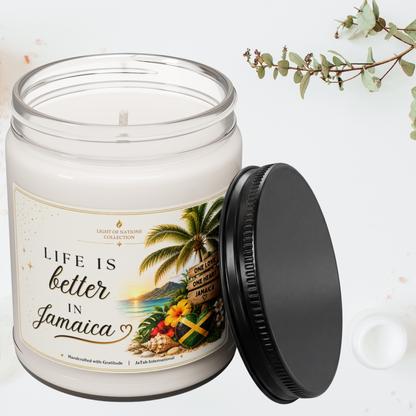 Jamaican Souvenir Soy Candle, Caribbean Decor, Jamaica Gift, Tropical Island Candle, Jamaican Pride, Vacation Keepsake, Island Life Candle